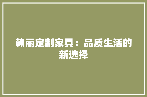 韩丽定制家具：品质生活的新选择 室内设计