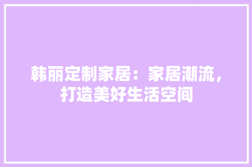 韩丽定制家居：家居潮流，打造美好生活空间 室内设计