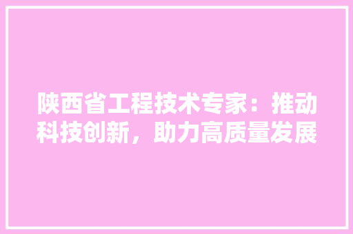 陕西省工程技术专家：推动科技创新，助力高质量发展 室内设计