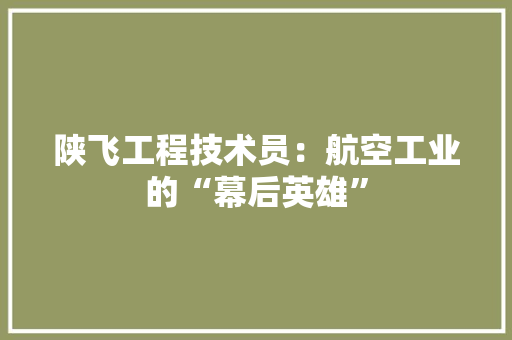 陕飞工程技术员：航空工业的“幕后英雄”