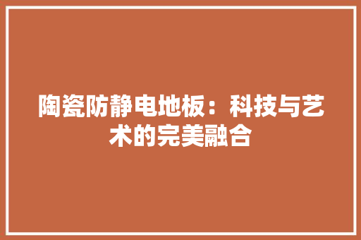 陶瓷防静电地板：科技与艺术的完美融合 室内设计