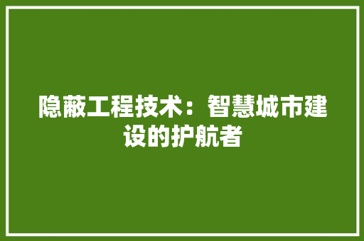 隐蔽工程技术：智慧城市建设的护航者 室内设计
