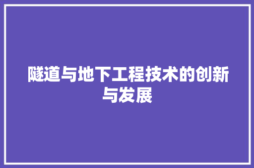 隧道与地下工程技术的创新与发展 室内设计
