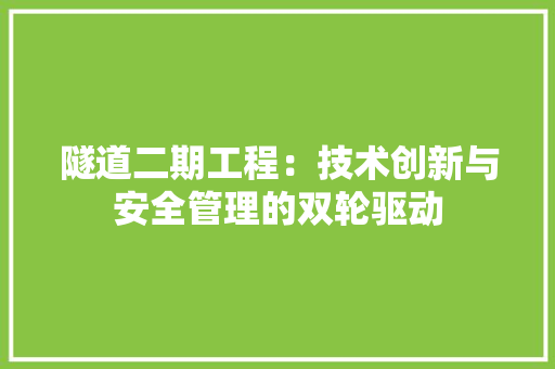 隧道二期工程：技术创新与安全管理的双轮驱动 室内设计