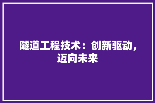 隧道工程技术：创新驱动，迈向未来
