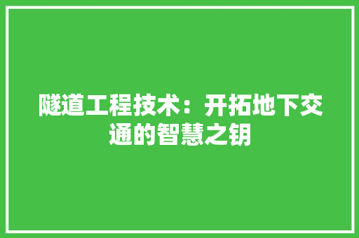 隧道工程技术：开拓地下交通的智慧之钥 室内设计