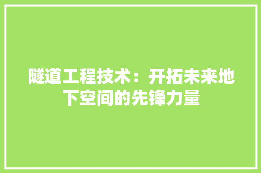 隧道工程技术：开拓未来地下空间的先锋力量 室内设计