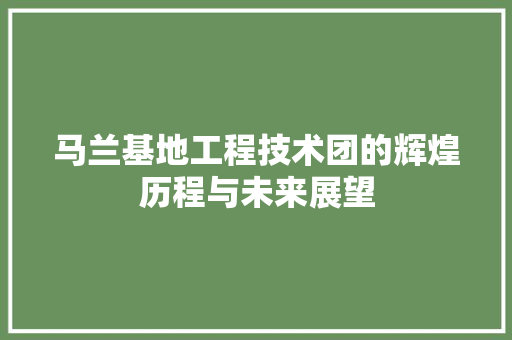 马兰基地工程技术团的辉煌历程与未来展望 室内设计