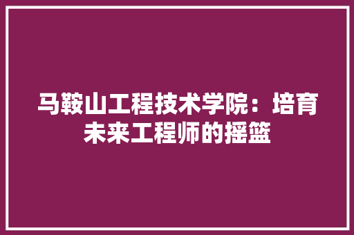马鞍山工程技术学院：培育未来工程师的摇篮