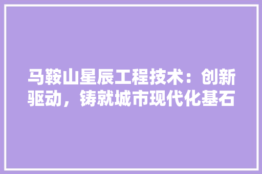 马鞍山星辰工程技术：创新驱动，铸就城市现代化基石