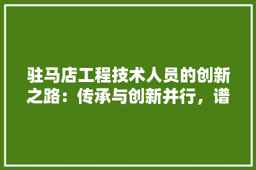 驻马店工程技术人员的创新之路：传承与创新并行，谱写城市发展新篇章 室内设计