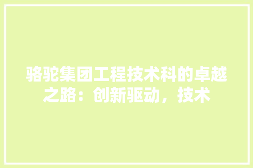 骆驼集团工程技术科的卓越之路：创新驱动，技术 室内设计