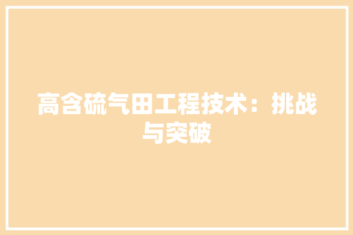 高含硫气田工程技术：挑战与突破 室内设计