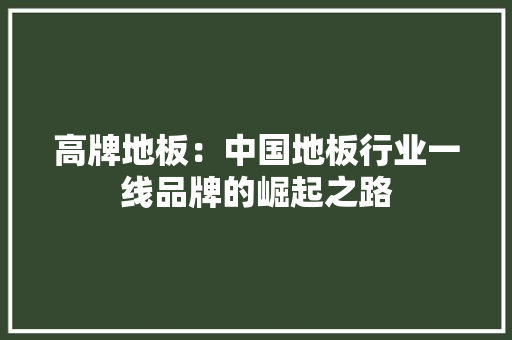 高牌地板：中国地板行业一线品牌的崛起之路 室内设计