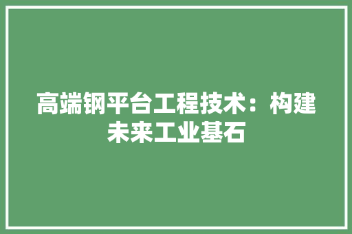 高端钢平台工程技术：构建未来工业基石 室内设计