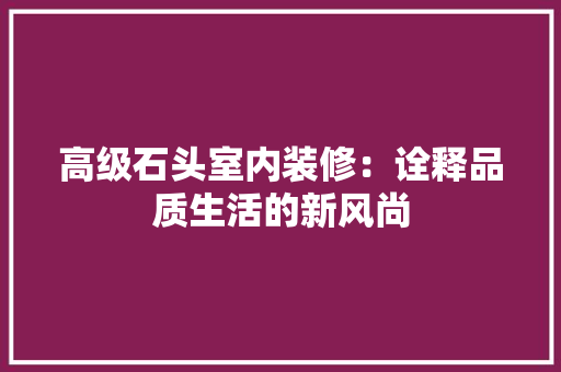 高级石头室内装修：诠释品质生活的新风尚 室内设计