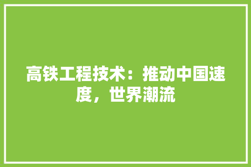 高铁工程技术：推动中国速度，世界潮流