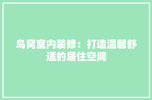 鸟窝室内装修：打造温馨舒适的居住空间 室内设计