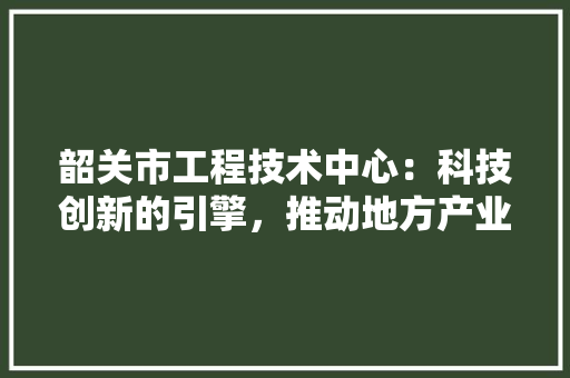 韶关市工程技术中心：科技创新的引擎，推动地方产业升级