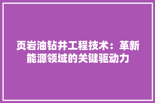 页岩油钻井工程技术：革新能源领域的关键驱动力 室内设计