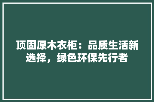 顶固原木衣柜：品质生活新选择，绿色环保先行者 室内设计