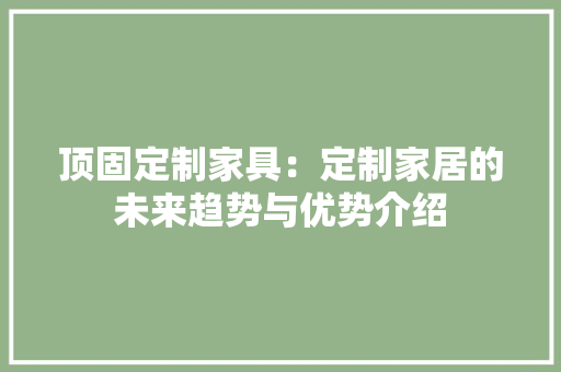 顶固定制家具：定制家居的未来趋势与优势介绍 室内设计