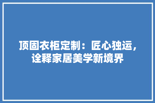 顶固衣柜定制：匠心独运，诠释家居美学新境界 室内设计