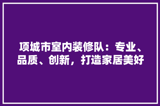 项城市室内装修队：专业、品质、创新，打造家居美好新生活 室内设计