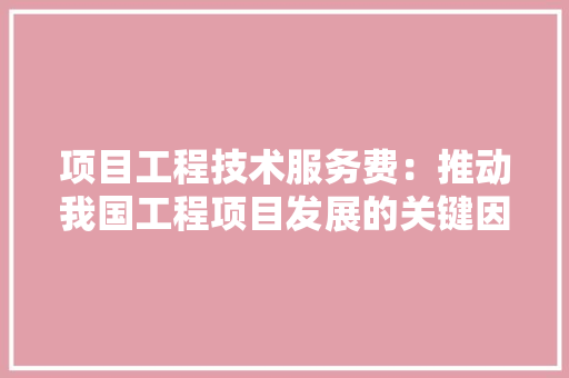 项目工程技术服务费：推动我国工程项目发展的关键因素