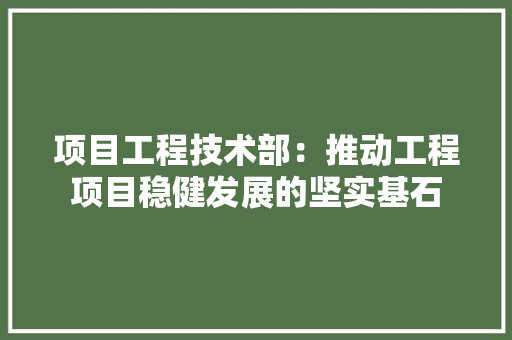 项目工程技术部：推动工程项目稳健发展的坚实基石