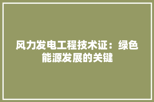 风力发电工程技术证：绿色能源发展的关键