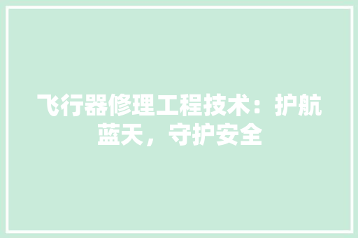 飞行器修理工程技术：护航蓝天，守护安全 室内设计