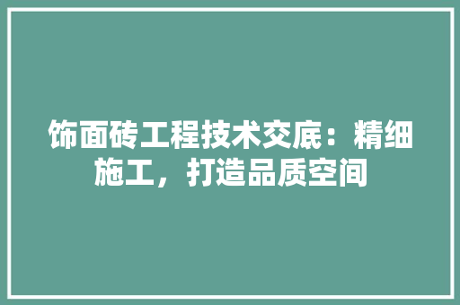 饰面砖工程技术交底：精细施工，打造品质空间 室内设计