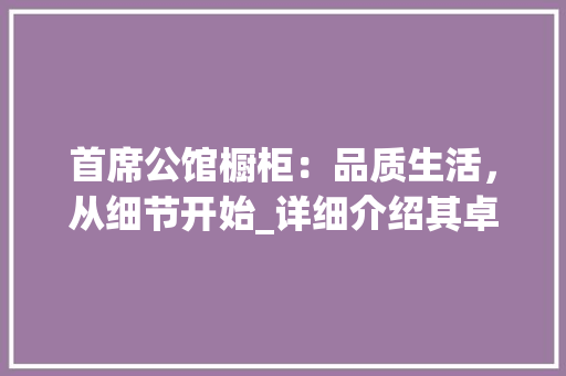 首席公馆橱柜：品质生活，从细节开始_详细介绍其卓越性能与市场口碑 室内设计