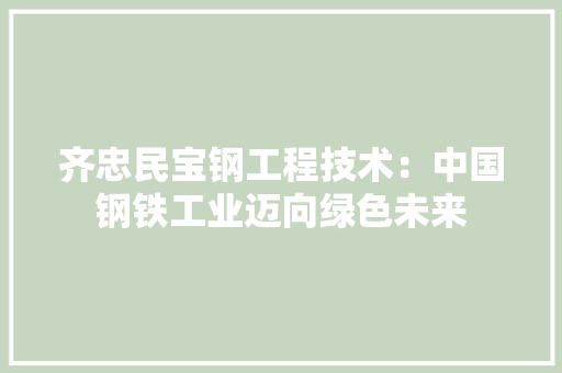 齐忠民宝钢工程技术：中国钢铁工业迈向绿色未来 室内设计