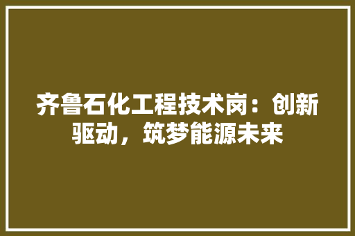 齐鲁石化工程技术岗：创新驱动，筑梦能源未来