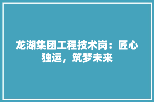 龙湖集团工程技术岗：匠心独运，筑梦未来