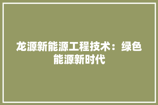 龙源新能源工程技术：绿色能源新时代