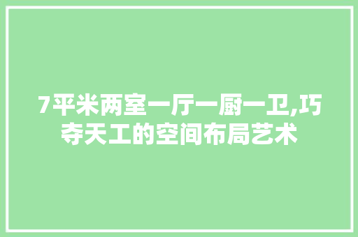 7平米两室一厅一厨一卫,巧夺天工的空间布局艺术