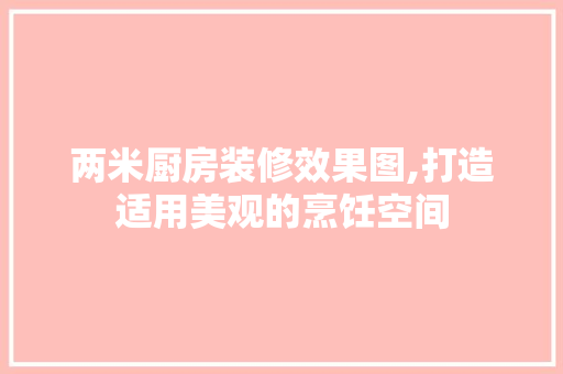 两米厨房装修效果图,打造适用美观的烹饪空间 中式风格装饰