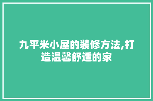 九平米小屋的装修方法,打造温馨舒适的家