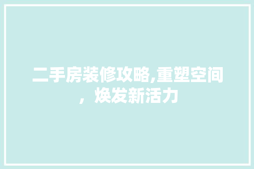 二手房装修攻略,重塑空间，焕发新活力