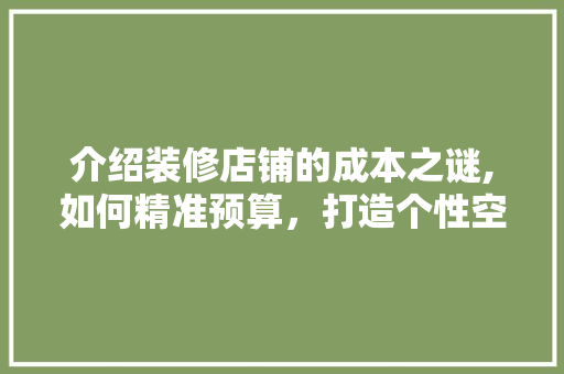 介绍装修店铺的成本之谜,如何精准预算，打造个性空间 中式风格装饰