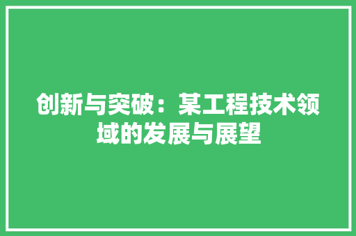 创新与突破：某工程技术领域的发展与展望 家居装修