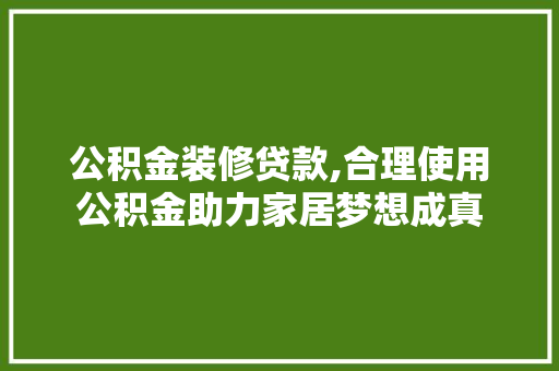 公积金装修贷款,合理使用公积金助力家居梦想成真 客厅装修