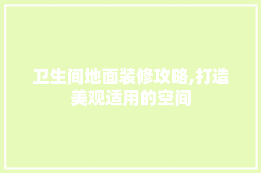 卫生间地面装修攻略,打造美观适用的空间 客厅装修
