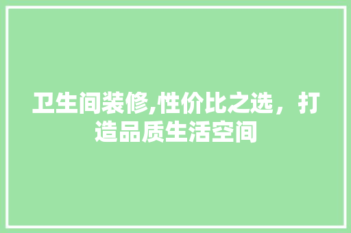 卫生间装修,性价比之选，打造品质生活空间 室内设计
