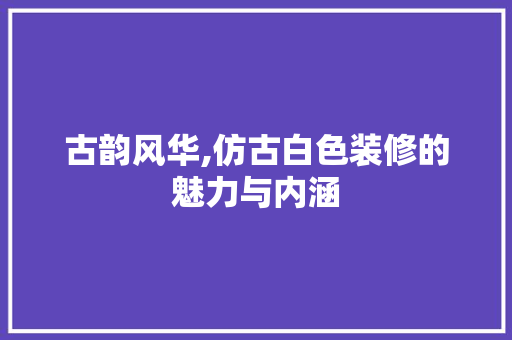 古韵风华,仿古白色装修的魅力与内涵 现代风格装饰