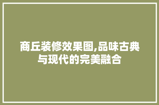 商丘装修效果图,品味古典与现代的完美融合