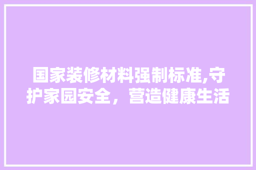 国家装修材料强制标准,守护家园安全，营造健康生活空间